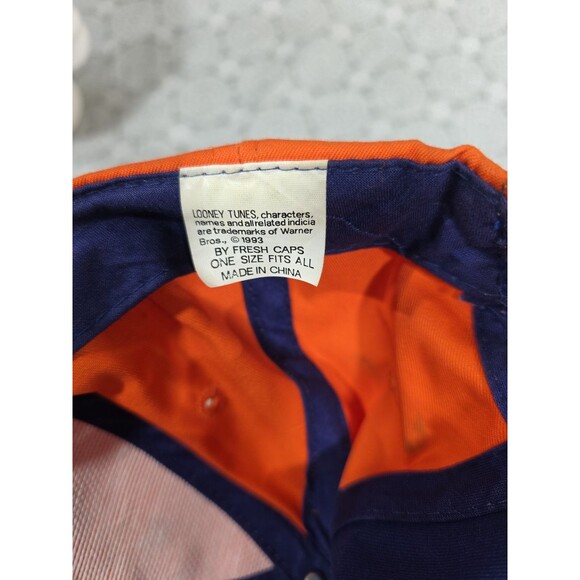 Vintage Chicago Bears Looney Tunes Taz Bug Baseball Cap Hat Orange Blue YOUTH - Picture 9 of 10